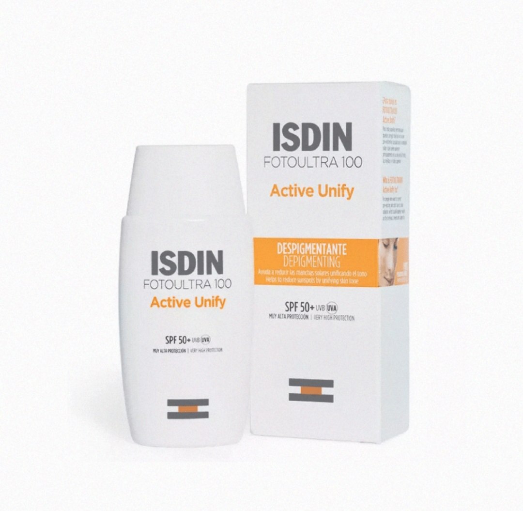 ضدآفتاب ایزدین ISDIN FotoUltra 100 Active Unify SPF 50+ ضدلک و روشن‌کننده پوست