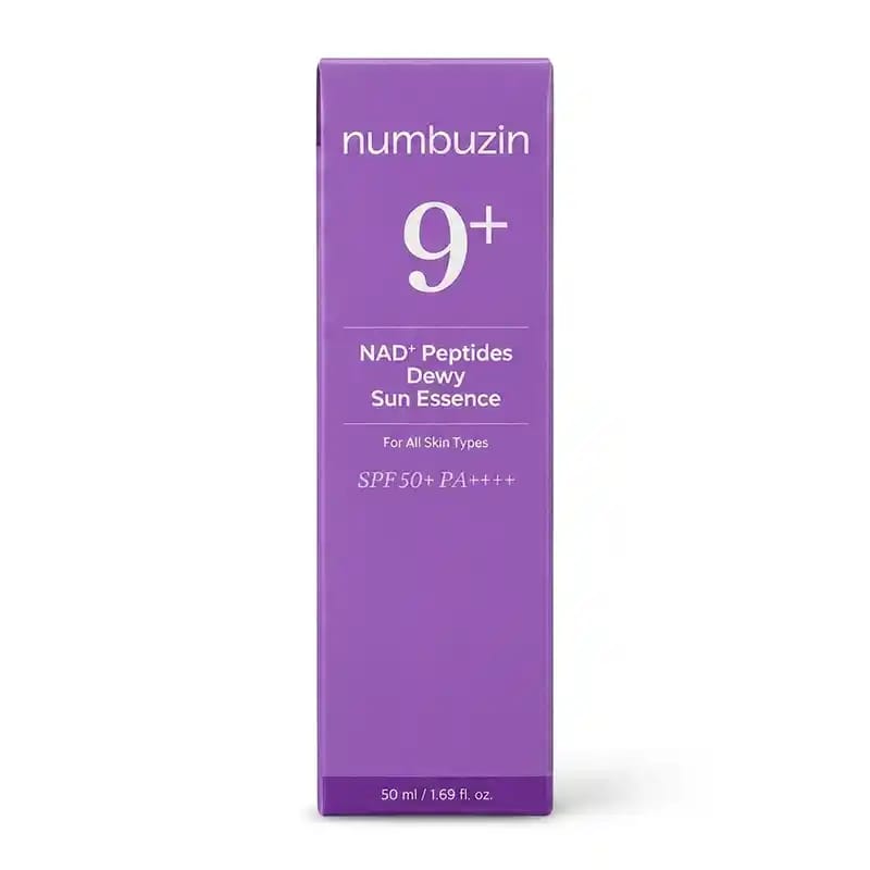 اسنس ضدآفتاب نامبوزین 9+ با NAD+ و پپتید numbuzin 9+ NAD+ Peptides Dewy Sun Essence – SPF 50+ PA